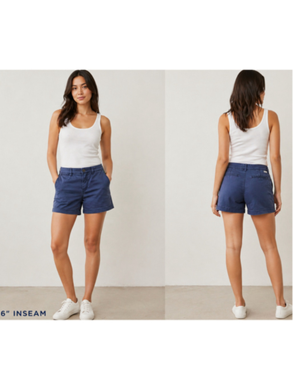 Pilcro hyphen navy blue 6" inseam preppy chino minimalist shorts sz 24 EUC